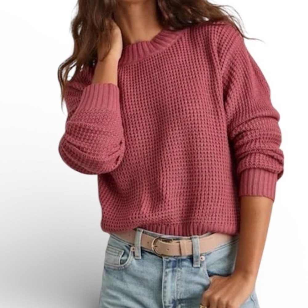 Hollister Cropped Waffle Knit Sweater - Picture 1 of 5